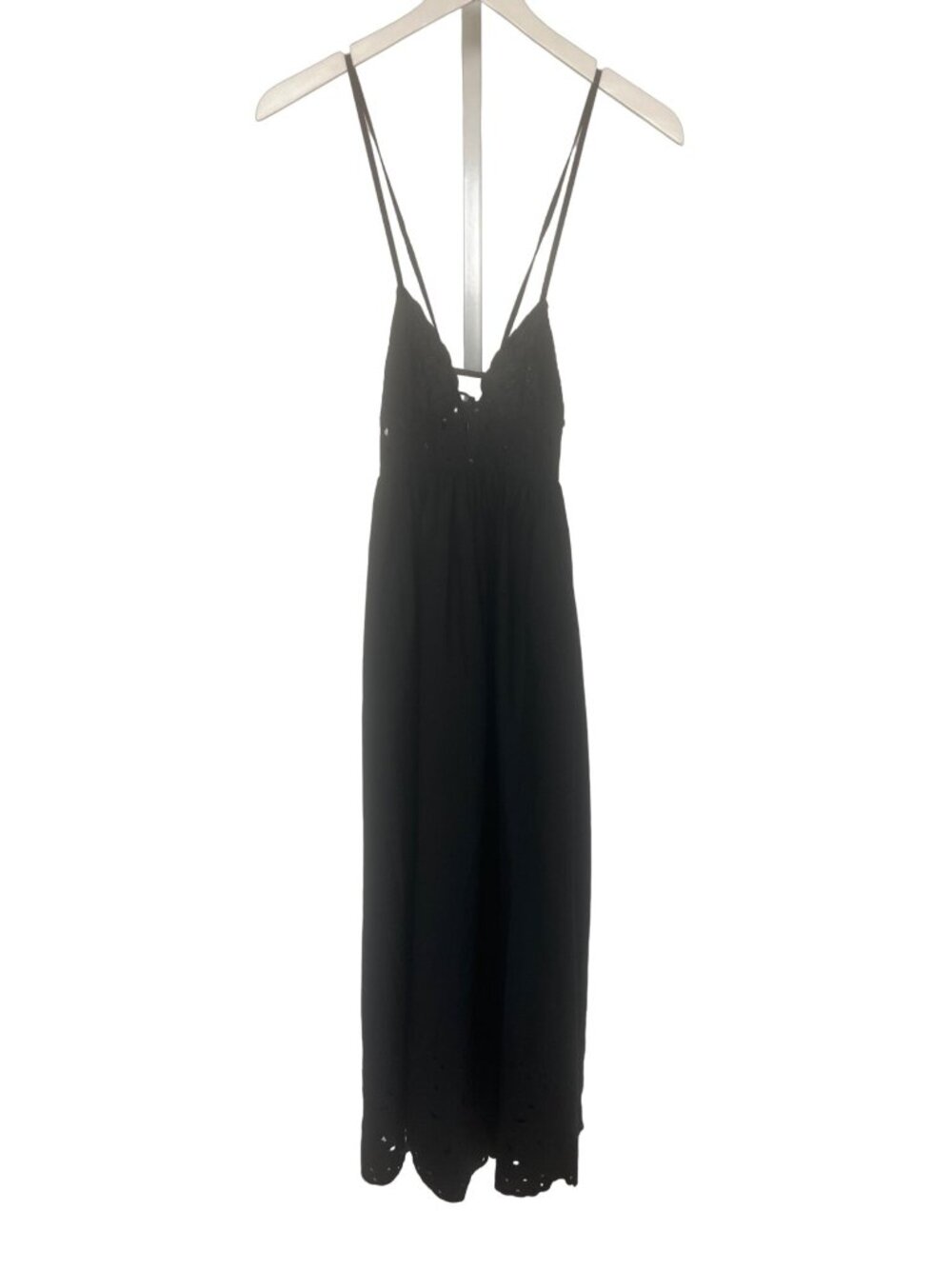 Zara Black Eyelet Trim Poplin Maxi Dress - Picture 4 of 8